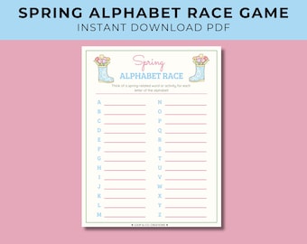 Spring Alphabet Race | Spring A to Z Game | Printable Spring Party Game | Classroom Activity | Kids & Family Spring Word Game