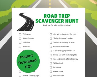 Road Trip Scavenger Hunt for Kids | Road Trip Games for Kids | Car Travel Activity Printable | Kids Travel Games | Screen Free Activity