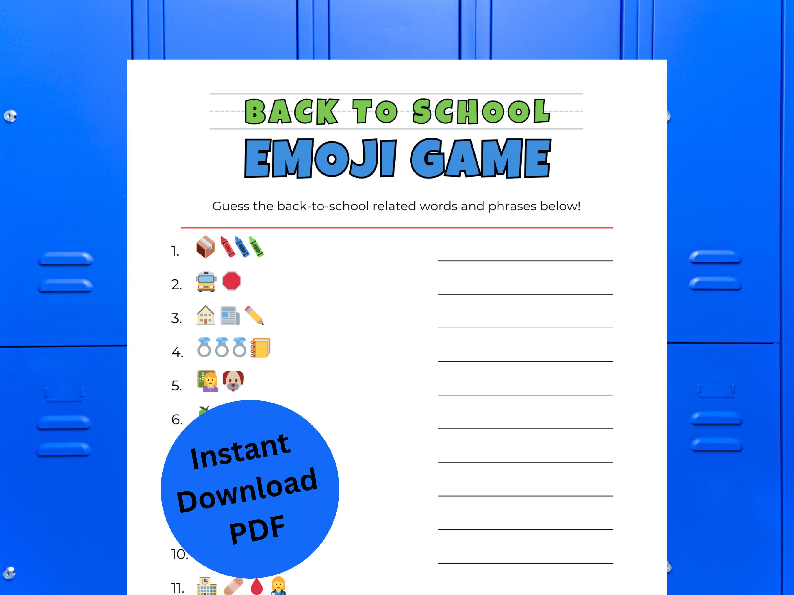Back to School Emoji Game Printable | First Day of School Activity ...
