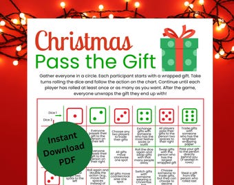 Christmas Pass the Gift Game Printable | Holiday Party Game | Christmas Exchange Game | Office Party Activity | Instant Download PDF
