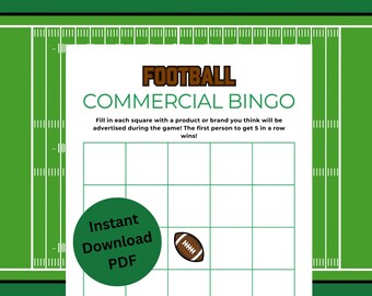 Super Bowl Commercial Bingo Game Printable | Big Game Ads Bingo | Football Commercial Game | Watch Party Activity | Super Bowl Party Game
