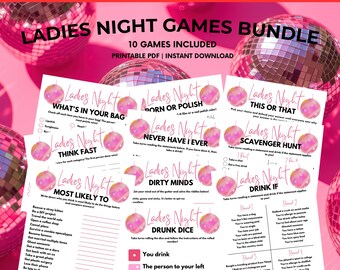 Ladies Night Games Bundle | Printable Girls Night Party Games | Adult Drinking Games | Bachelorette Game Bundle | Instant Download