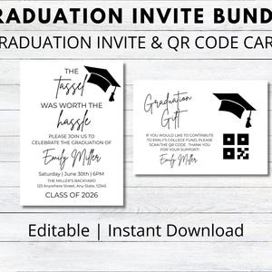 Tassel Was Worth The Hassle Graduation Invitation | Editable Grad Party Invite Template | Class of 2026 Graduation Party Invite