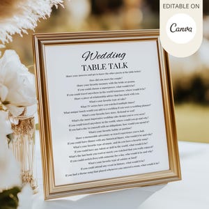 Hochzeit Tischspiele Bearbeitbare Vorlage | Hochzeit Eisbrecher Spiel | Hochzeitstisch Sprechkarten | Gesprächsstarter-Aktivität