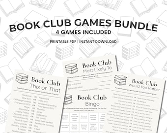 Book Club Spiele bündeln druckbar | Lesegruppenaktivitäten | Buchclub Icebreaker Spiele | Buchliebhaber Gesellschaftspiele | Ideen für Buchclub-Treffen