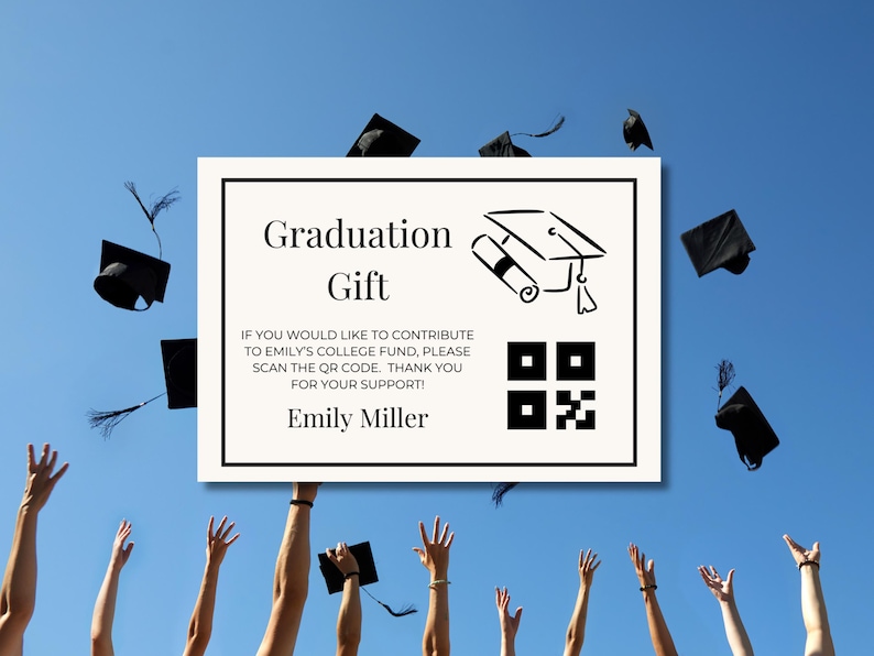 Graduation QR Code Card | Editable Scan to Pay Template - Etsy