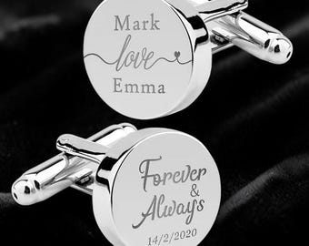 Personalized Initial Cufflinks Stainless Steel | Engraved Letter | Groomsmen Wedding Gift | Men's Statement Jewelry