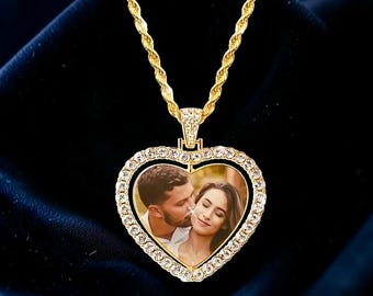 Custom Two Photo Luxury Necklace | Personalized Keepsake | Gift for Parents Couples | Men & Women