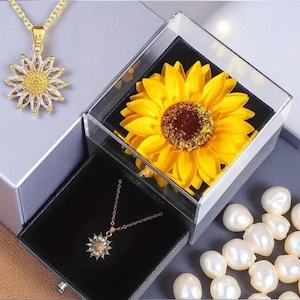 Conjunto de regalo de collar de girasol / Regalo de aniversario, Día de la Madre y para novias