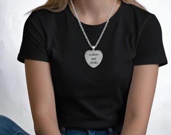 Custom Heart Pendant Necklace Glass Cabochon | Personalized Photo Keepsake | Family Gift | Mum Dad Baby Grandpa