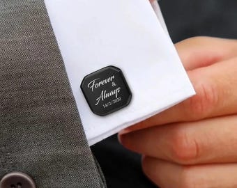 Engraved Custom Cufflinks for Men | Personalized Wedding Gift | Groom Husband Boyfriend Jewelry