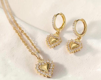 Heart CZ Pendant Necklace for Women | Simple Elegant Style | Romantic Love Gift | Girlfriend Gift