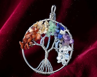 Tree of Life Chakra Gemstone Pendant Necklace | Spiritual Boho | Healing Crystal Gift | Gift For Her