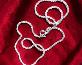 Sterling Silver 2mm Sparkling Chain Necklace | Delicate Collarbone | Layering Sweater Chain | Gift for Her