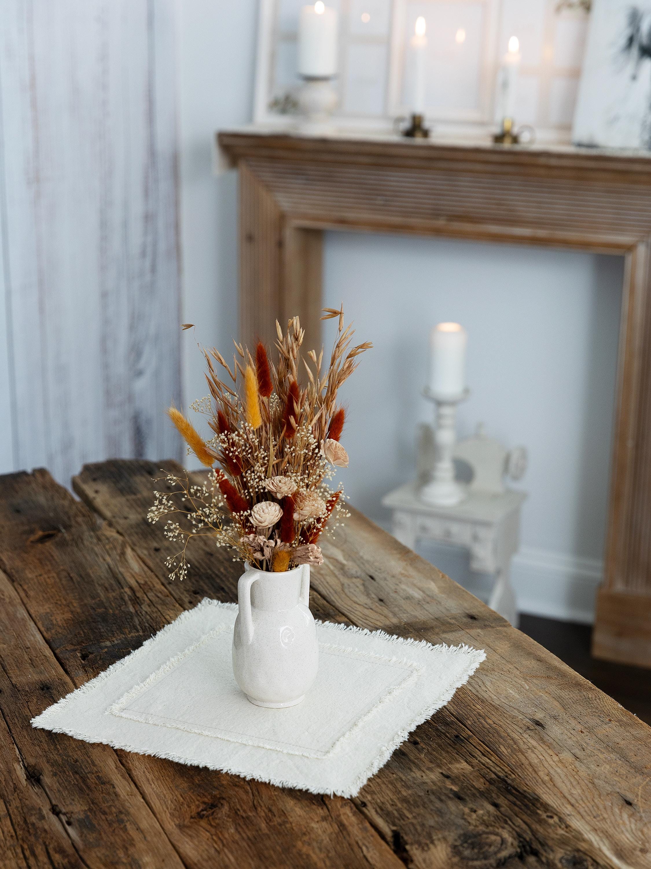 Tabling Table Topper Square Table Topper – 12x12, 15x15, 18x18 – Rustic Farmhouse Cotton ...