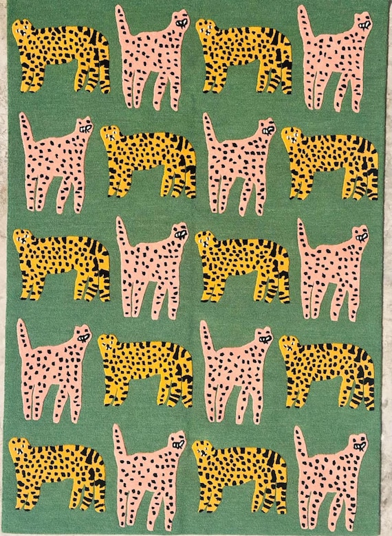 Hand Tufted Wool Rug, Green Animal Print, Leopard Rug