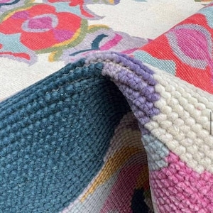 Hand Knotted Wool Rug: Pastel Geometric Scandinavian Design