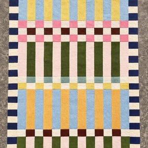 Hand Tufted Wool Area Rug, Colorful Geometric Checkerboard Rug, Mid Century Modern Handmade Carpet for Living Room Bedroom