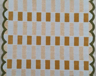 Checkered Hand-Tufted Wool Rug with Scalloped Edges – Modern Plaid Area Carpet, Colorful Contemporary Handmade Rug for Living Room & Bedroom