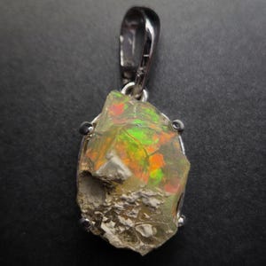 Ethiopian Opal Pendant for Women Sterling Silver Pendant Natural Gemstone Jewelry Gift Idea for Her Elegant Minimalist Pendant Necklace