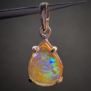 Fire Opal Gold Pendant Natural Gemstone Pendant Gold 14k 585 Handmade Jewelry for Women Elegant Gift Idea for Her Certified Natural Opal