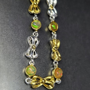 Women&#39;s Silver Bracelet with Natural Opals Handmade Jewelry Elegant Gemstone Bracelet Unique Gift for Her Natural Gem Opal Jewelry for Women