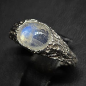 Silver Ring with Moonstone Gemstone Ring for Women Moonstone Handmade Jewelry Sterling Silver Natural Stone Ring Unique Gemstone Gift