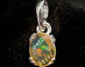 Mexican Fire Opal Pendant: Handmade Sterling Silver Gemstone Necklace