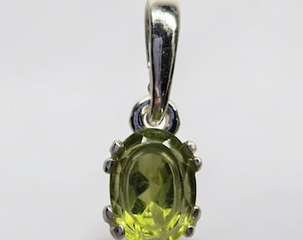 Handmade Peridot Pendant: Sterling Silver Oval Chrysolite Gemstone