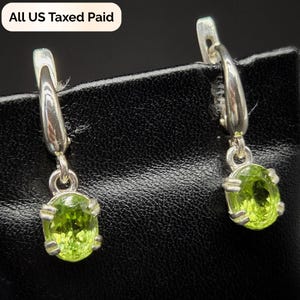 Handmade Silver Earrings With Natural Green Stones Peridot Chrysolite Olivine Unique Jewelry Gift For Women Elegant Green Gemstone Earrings