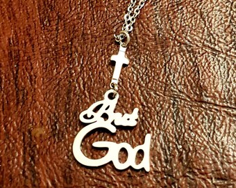 BUT GOD Stainless Steel Necklace, Stainless Steel Jewelry,  Cross Accent, Christian Jewelry,  Gift For Teacher, Grad Gift, Necklace, Cross