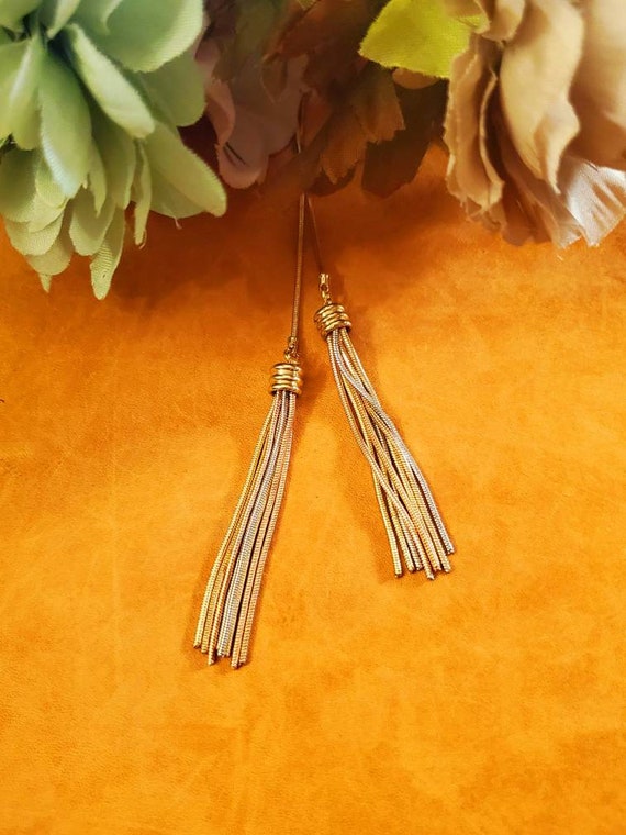 TriColor Tassel Necklace, Snake Chain Necklace, Tri… Gem