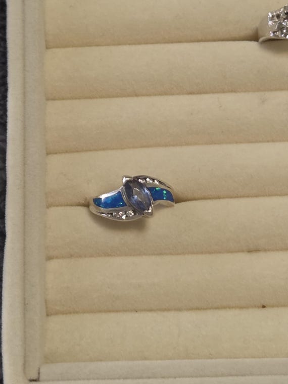 Multi-Colored Silver Ring, Unique Stone Ring, Pur… - image 1