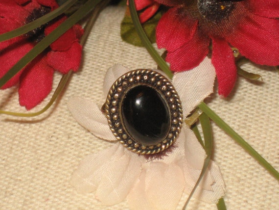 Onyx Ring, Ladies Silver, Stone Ring, Ornate Desi… - image 2