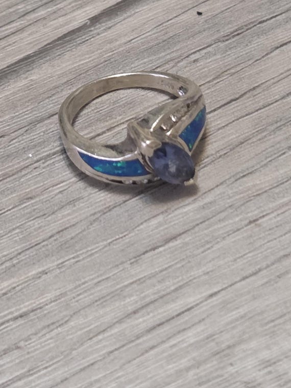 Multi-Colored Silver Ring, Unique Stone Ring, Pur… - image 6