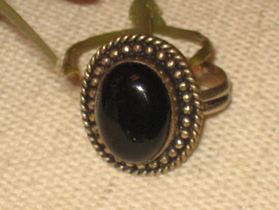 Onyx Ring, Ladies Silver, Stone Ring, Ornate Desi… - image 1