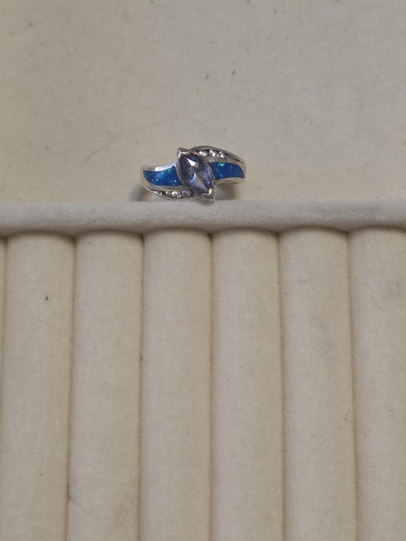 Multi-Colored Silver Ring, Unique Stone Ring, Pur… - image 2