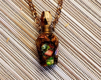 Perfume Bottles Stone Necklaces, Kumbaba, Bronzite Jasper, Pink Quartz, Heart, Genuine Stone, Essential Oil Bottles, Perfume, Diffuser