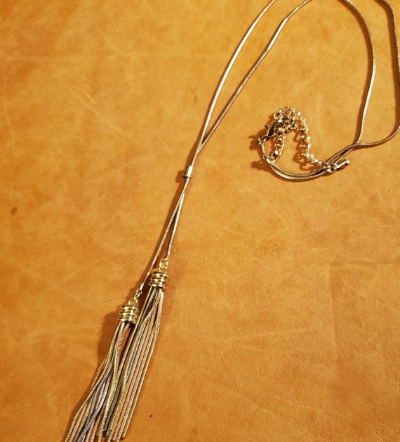 TriColor Tassel Necklace, Snake Chain Necklace, Tri… Gem