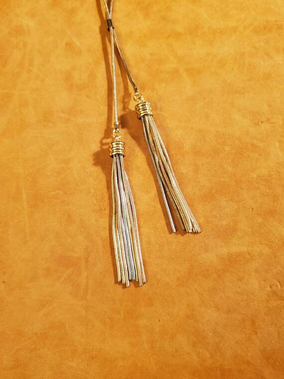 TriColor Tassel Necklace, Snake Chain Necklace, Tri… Gem