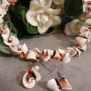 Shell Necklace Set, Necklace and Earrings, Matching Set, Boho Necklace Set, Boho Jewelry Set, Shell Choker Style, Dangle Earrings, Ear Wires
