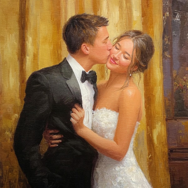 Custom Wedding Oil Painting from Photo art Commission personalized Handmade Portrait on Canvas anniversary gift for her Birthday gift ideas