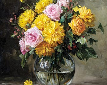 Custom flower oil painting from photo Unique Commission Wedding artwork Original Still life on Canvas Wall Art for Kitchen Anniversary gifts
