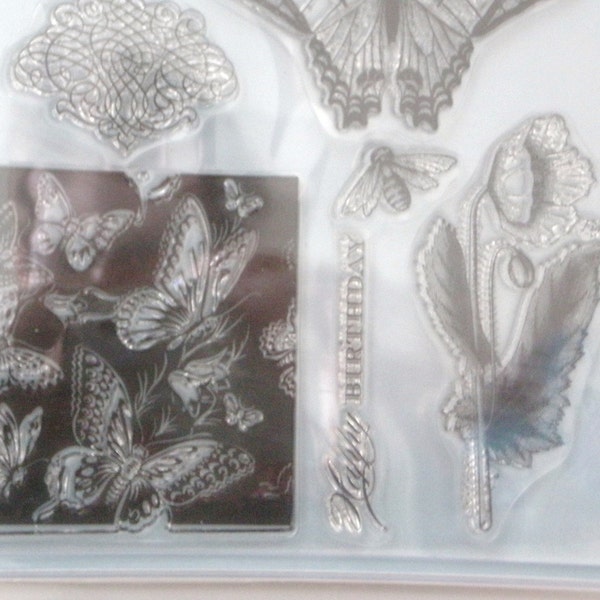 SALE-FREE SHIPPING-Flora Clear Stamps by Anna Griffin. Card Making and Scrapbooking Supplies.