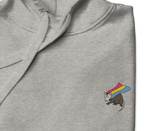 Sweat à capuche brodé Pansexual Pride Possum : Sweat-shirt queer LGBTQ+
