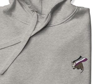 Sudadera con capucha bordada con el logo de zarigüeya del orgullo asexual: sudadera LGBTQ Ace
