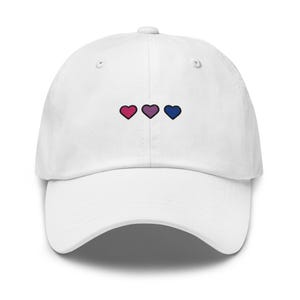 Bisexual Pride Hearts Baseball Cap – LGBTQ+ Adjustable Pride Hat