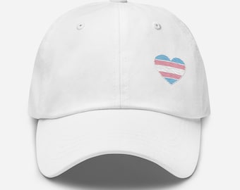 Transgender Pride Baseball Cap – Soft Cotton Hat with Trans Flag Heart