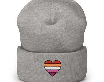 Lesbisk Pride Hjärtmössa – HBTQ+ Unisex Stickad Mössa