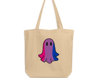 Bisexual Ghost Pride Tote Bag – Bi Flag Halloween Bag